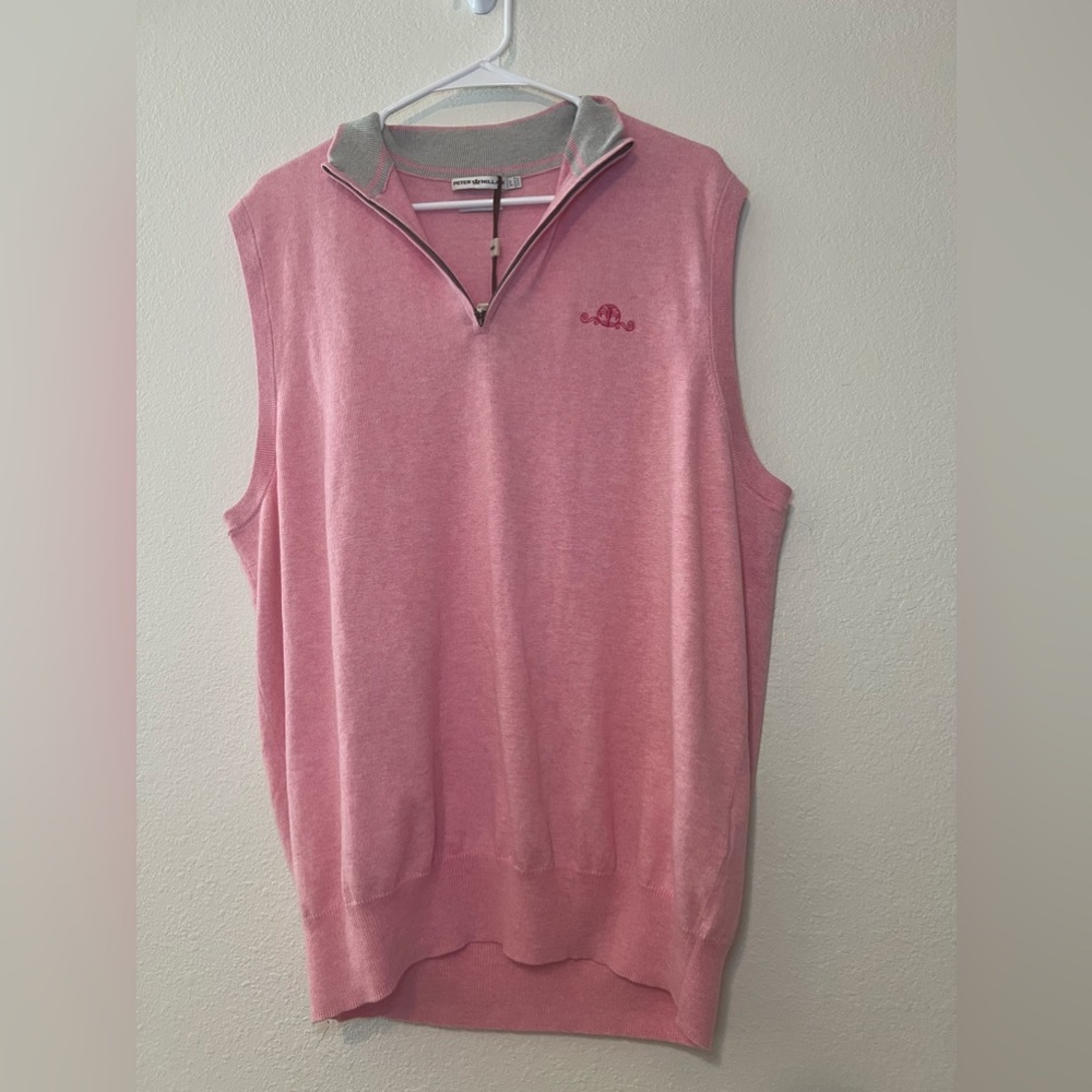 Peter Millar Full Zip Cashmere Silk Golf Vest Pink Size Large Daniel Island NWT